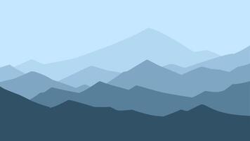 Landscape of mountain range scenery. Panoramic view of mountain peaks and ridges. Illustration of scenic landscape with majestic mountain range and ridges under blue sky vector