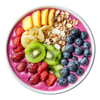 Smoothie Bowl top view isolate on transparent background png
