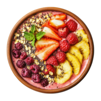 fruit smoothie bowl with berries and granola on a transparent background png