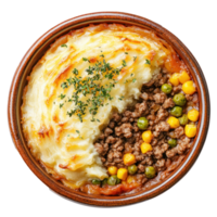Shepherd Pie top view isolate on transparent background png