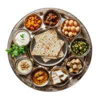 Passover seder decoration top view isolate on transparent background png