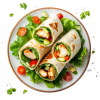 Chicken Wraps lunch top view isolate on transparent background png