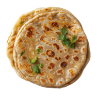 Paratha with Yogurt top view isolate on transparent background png