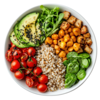 A bowl of food with vegetables, isolate on transparent background png