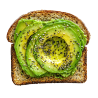 Avocado Toast top view isolate on transparent background png