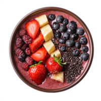 smoothie bowl with berries and chocolate isolate on transparent background png