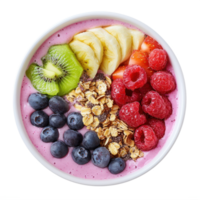 fresh fruit smoothie bowl with berries and granola isolate on transparent background png