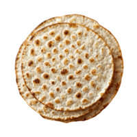 Matzo round shape top view isolate on transparent background png