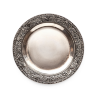 Empty Silver seder plate top view isolate on transparent background png