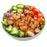 chicken salad with cucumber, tomatoes isolate on transparent background png