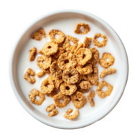 Cereal with Milk top view isolate on transparent background png