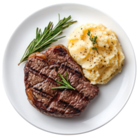 Steak with Mashed Potatoes isolate on transparent background png