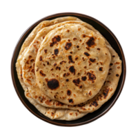 indian flatbreads on a plate on a transparent background png