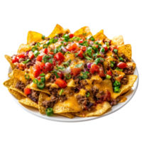 Nachos on white plate isolate on transparent background png