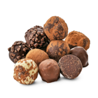 assortment of chocolate truffles isolate on transparent background png