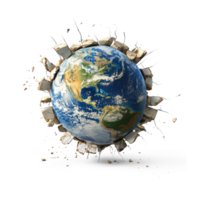 A Earth broken isolate on transparent background png
