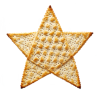 Matzo in form Star of David shape top view isolate on transparent background png