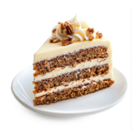 Carrot Cake on plate isolate on transparent background png