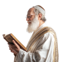 Senior man celebration Passover jewish holiday, standing side view isolate on transparent background png