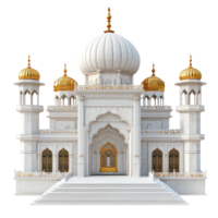 an illustration of a white mosque with golden domes png