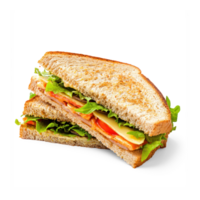 sandwich with lettuce, tomato, cheese and lettuce on white background png