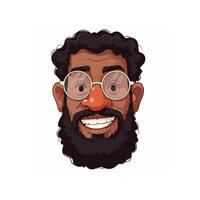 Cartoon Portrait of Man with Beard and Glasses Smiling Happily vector