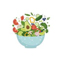 Fresh Salad Bowl with Colorful Vegetables and Healthy Ingredients Illustration vector
