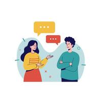 People Talking with Speech Bubbles Illustration Showing Communication and Discussion vector