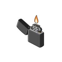 Black Lighter with Flame Isolated on White Background Illustration vector
