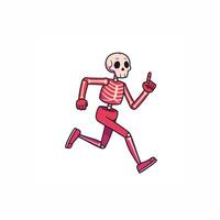 Cartoon Skeleton Running with Finger Pointing Up for Halloween Concepts vector