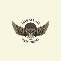 Skull with Wings Illustration for Auto Service and Tires Change vector