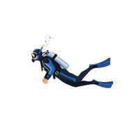 Scuba Diver Swimming Underwater with Diving Gear on Isolated White Background vector