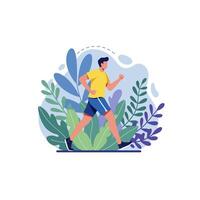 Man Running in Nature Illustration for Active Lifestyle vector