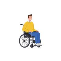 Man Smiling Sitting in Wheelchair Illustration, Accessibility and Disability Concept vector