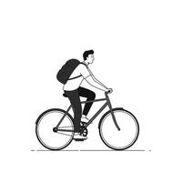 Man Cycling with Backpack - Black and White Illustration for Transportation vector