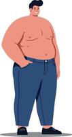 A confident young man in casual attire with a cheerful expression standing hands in pockets, featuring a flat design style, illustration vector