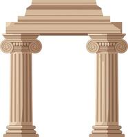 Classic architectural arch with Corinthian columns in a minimal and elegant design style, showcasing intricate detailing in flat illustration vector