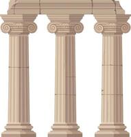 Ancient Greek columns showcasing detailed craftsmanship in a minimal flat design style, representing classic architecture in illustration vector