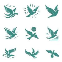 Wings in Motion Flying Bird Collection Logo Design vector