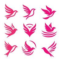 Wings of Serenity Flying Bird Collection Logo Design vector