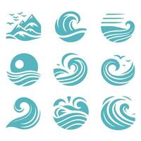 Oceans Rhythm Wave Collection Logo Design vector