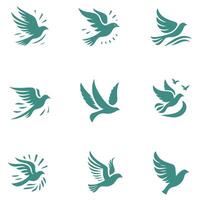 Wings of Freedom Flying Bird Collection Logo Design vector