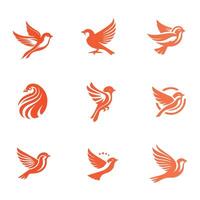 Feathers in Flight Sparrow Collection Logo Design vector