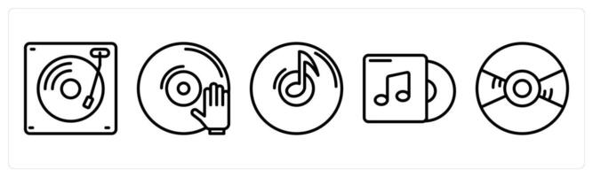 A set of 5 music icons as hard disk, dj, music cd vector
