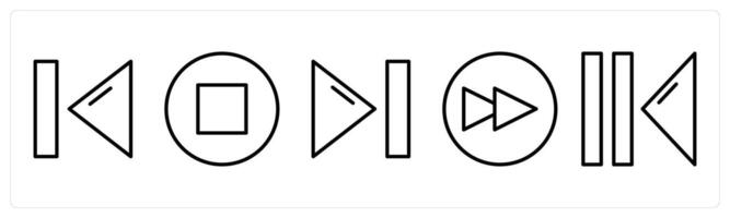 A set of 5 music icons as back play button, pause, play next button vector