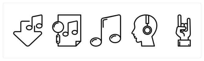 A set of 5 music icons as upload music, search music file, music vector
