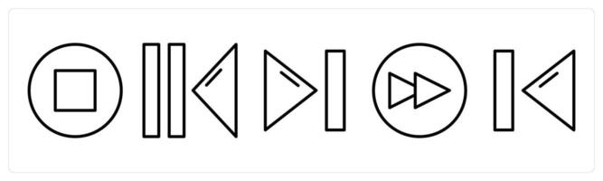 A set of 5 music icons as pause, back play button, play next button vector