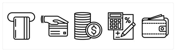 A set of 5 shopping icons as insert card, card payment, coins vector