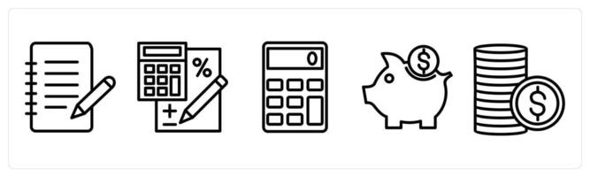 A set of 5 shopping icons as notepad, accounting, calculator vector