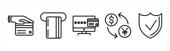 A set of 5 shopping icons as card payment, insert card, online payment vector
